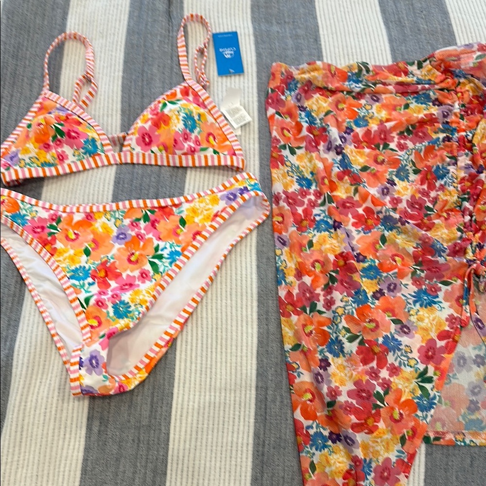 Floral Bikini Set with Cover-Up